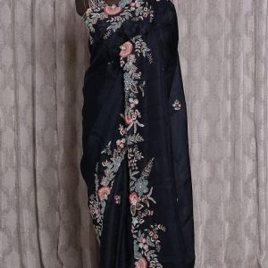 Black Embroidered  Saree